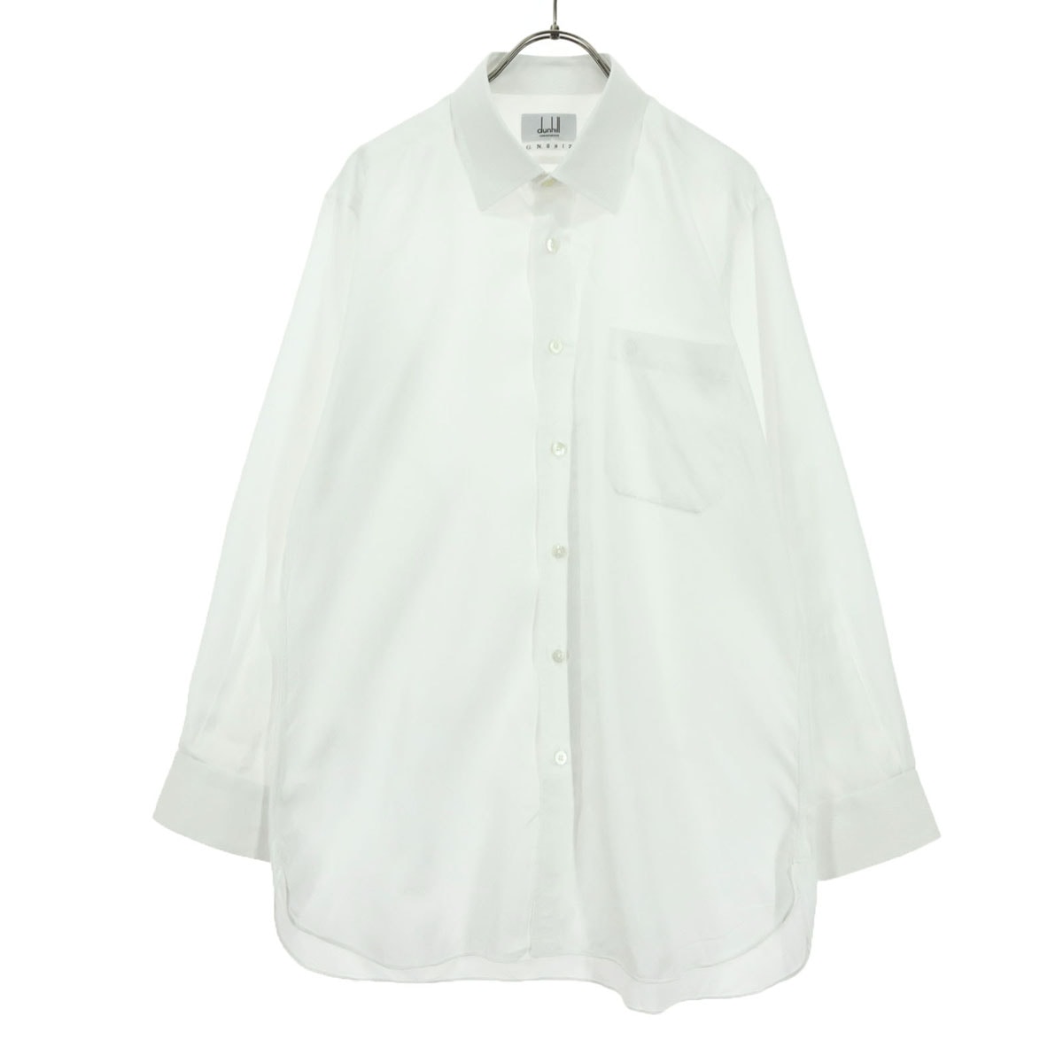美品 Dunhill ダンヒル 日本製 長袖 オーダーメイド カフス留め用 ドレスシャツ ホワイト