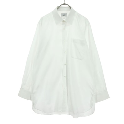 美品 Dunhill ダンヒル 日本製 長袖 オーダーメイド カフス留め用 ドレスシャツ ホワイト