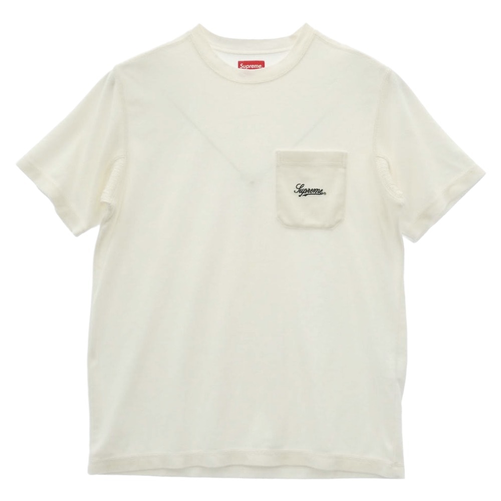 Supreme シュプリーム Tシャツ 19SS Terry Pocket Tee テリー ポケット パイル Tシャツ 半袖 ホワイト系 S【中古】