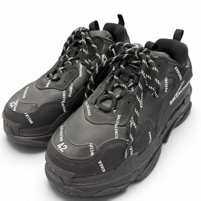 美品 バレンシアガ スニーカー トリプルS ブラック メンズ 42 536737