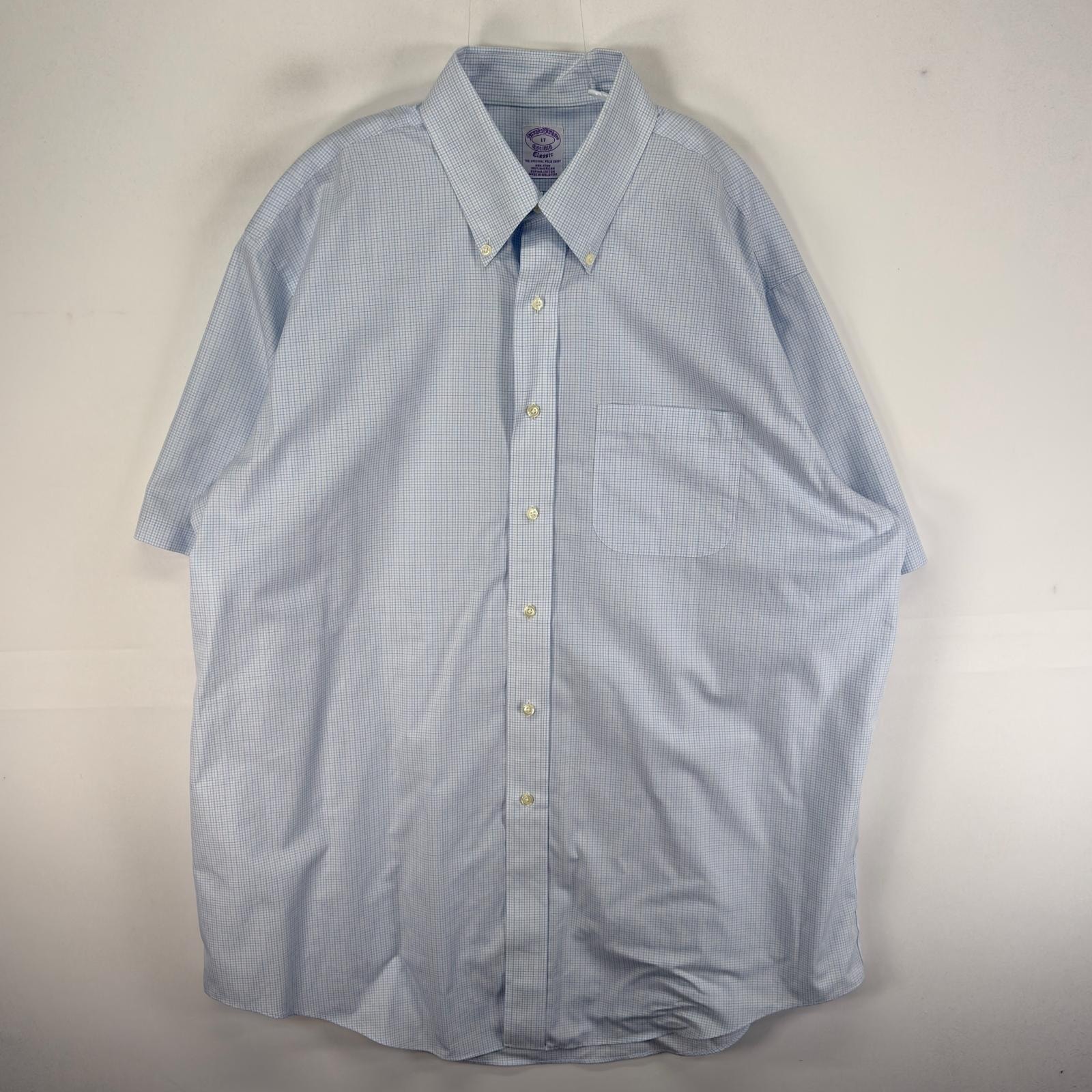 古着 ブルックスブラザーズ Brooks Brothers 半袖シャツ 胸ポケ CLASSIC 1818 XL  ブルー系 チェック メンズ