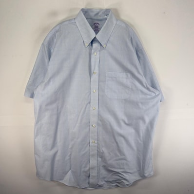 古着 ブルックスブラザーズ Brooks Brothers 半袖シャツ 胸ポケ CLASSIC 1818 XL ブルー系 チェック メンズ