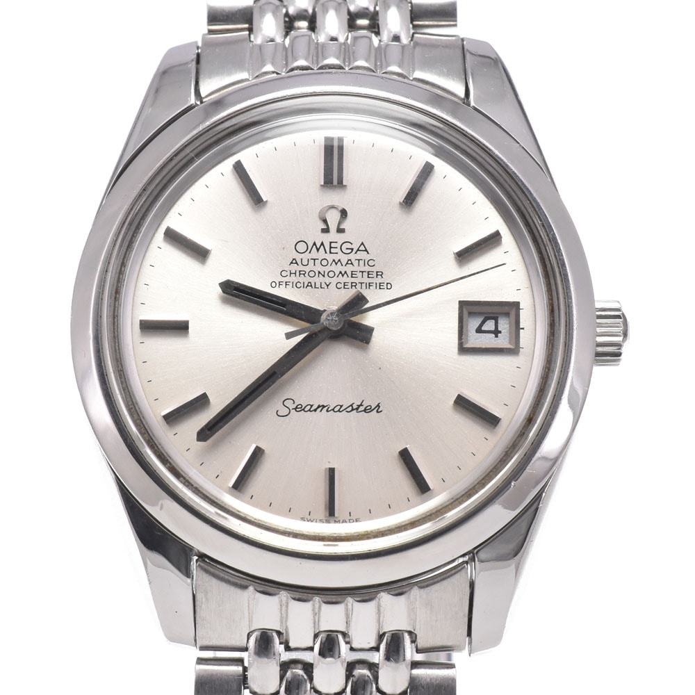 オメガ OMEGA 168.0061/166.0172 ヴィンテージ シーマスター デイト Cal.1011 シルバー 自動巻き メンズ 良品 腕時計 O#150851