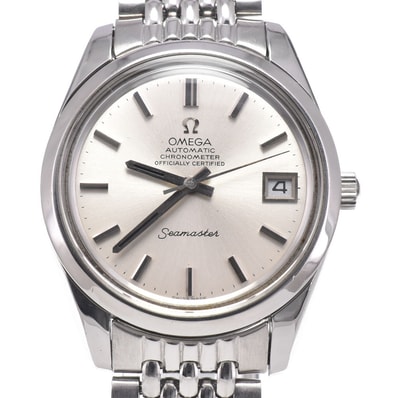 オメガ OMEGA 168.0061/166.0172 ヴィンテージ シーマスター デイト Cal.1011 シルバー 自動巻き メンズ 良品 腕時計 O#150851