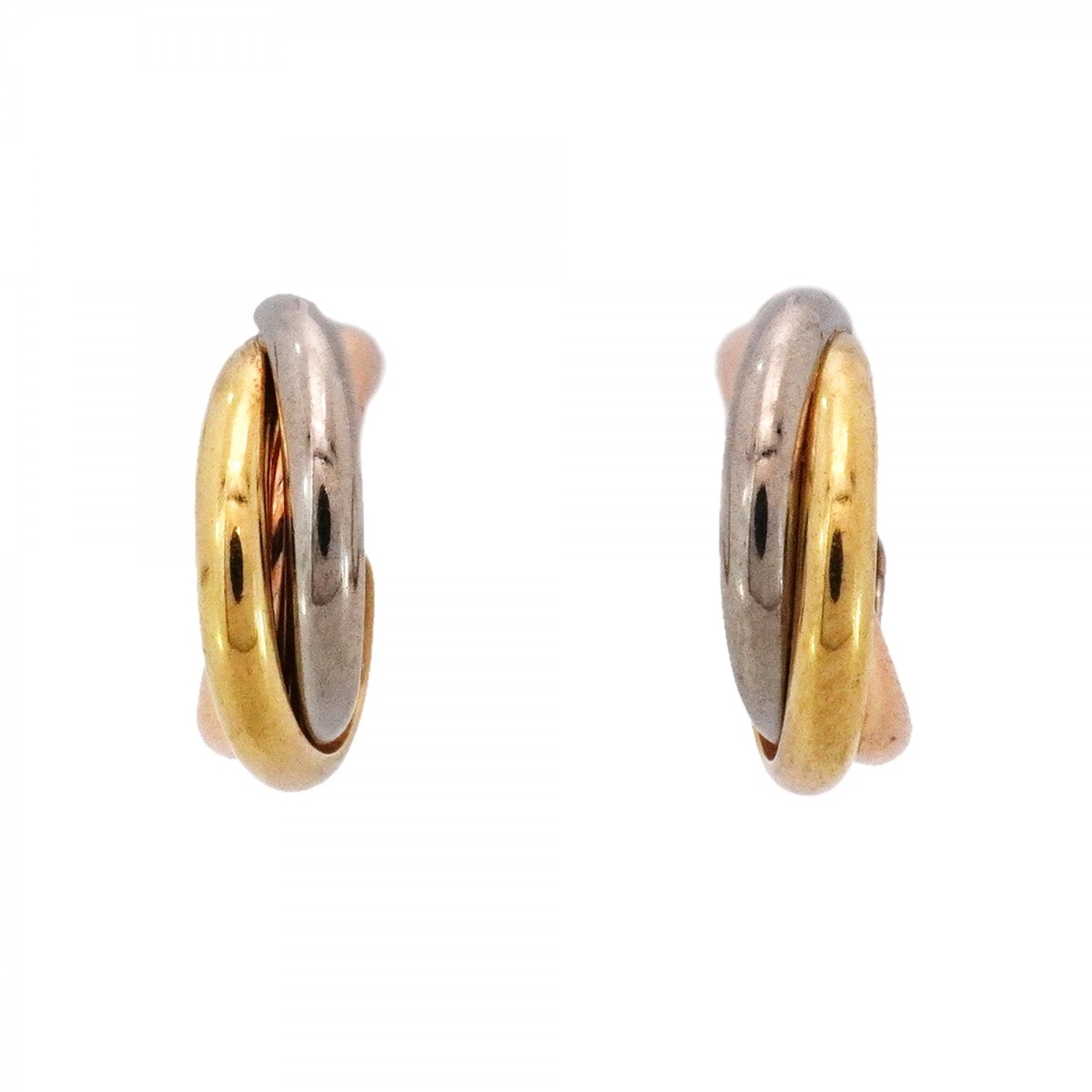 【6jdb0277】カルティエ ピアス トリニティ K18YG イエローゴールド K18WG ホワイトゴールド K18PG ピンクゴールド【中古】レディース