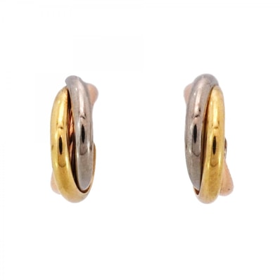 【6jdb0277】カルティエ ピアス トリニティ K18YG イエローゴールド K18WG ホワイトゴールド K18PG ピンクゴールド【中古】レディース