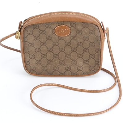 グッチ GGキャンバスショルダーバッグ レザー×キャンバス
