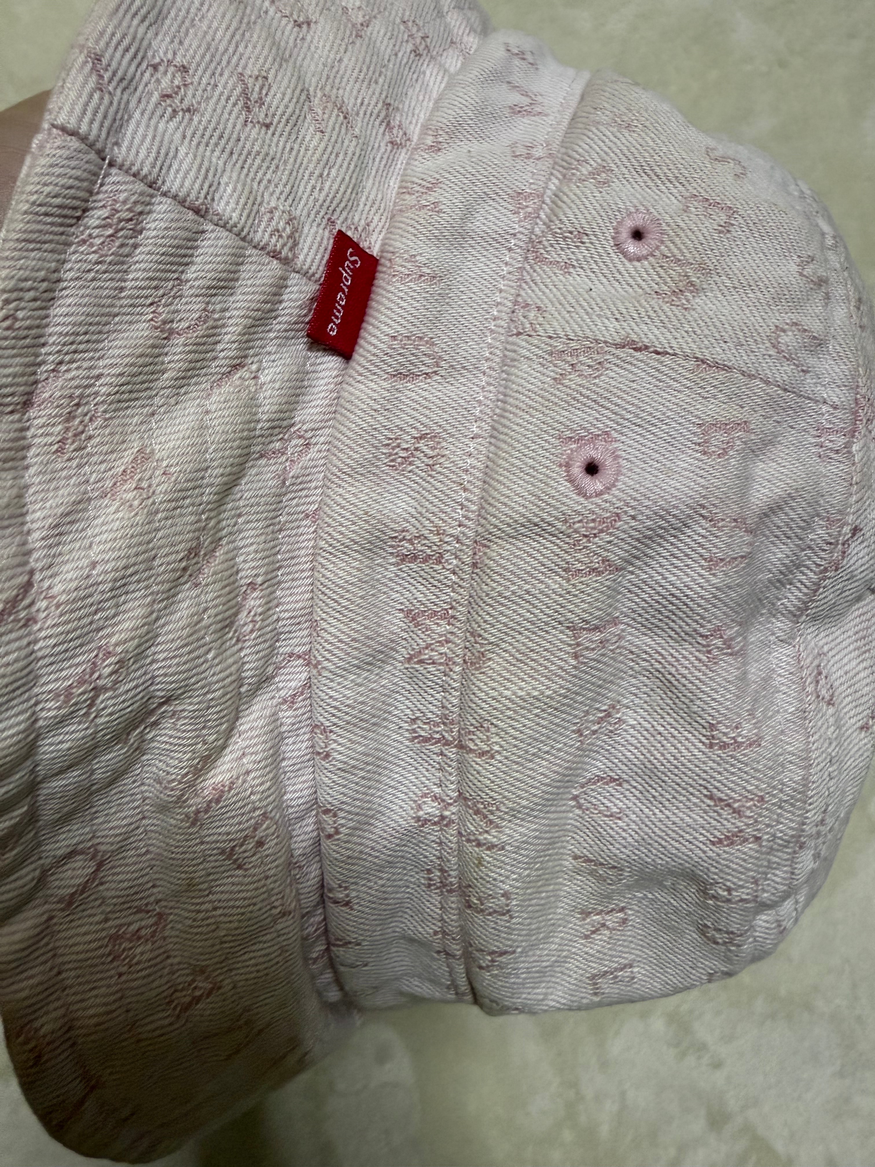 Supreme Jacquard Logos Denim Crusher "Pink"