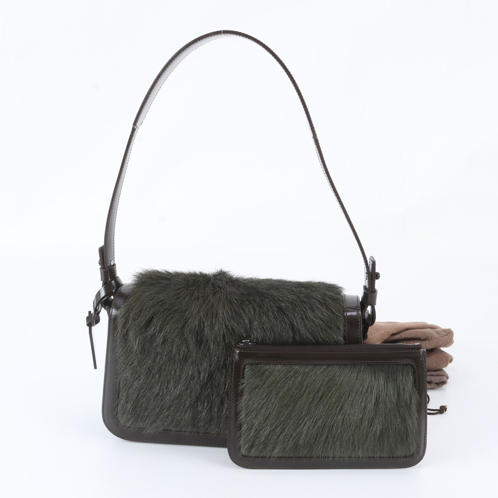 ■美品 セリーヌ ファー ポーチ 付ショルダーバッグ レザー