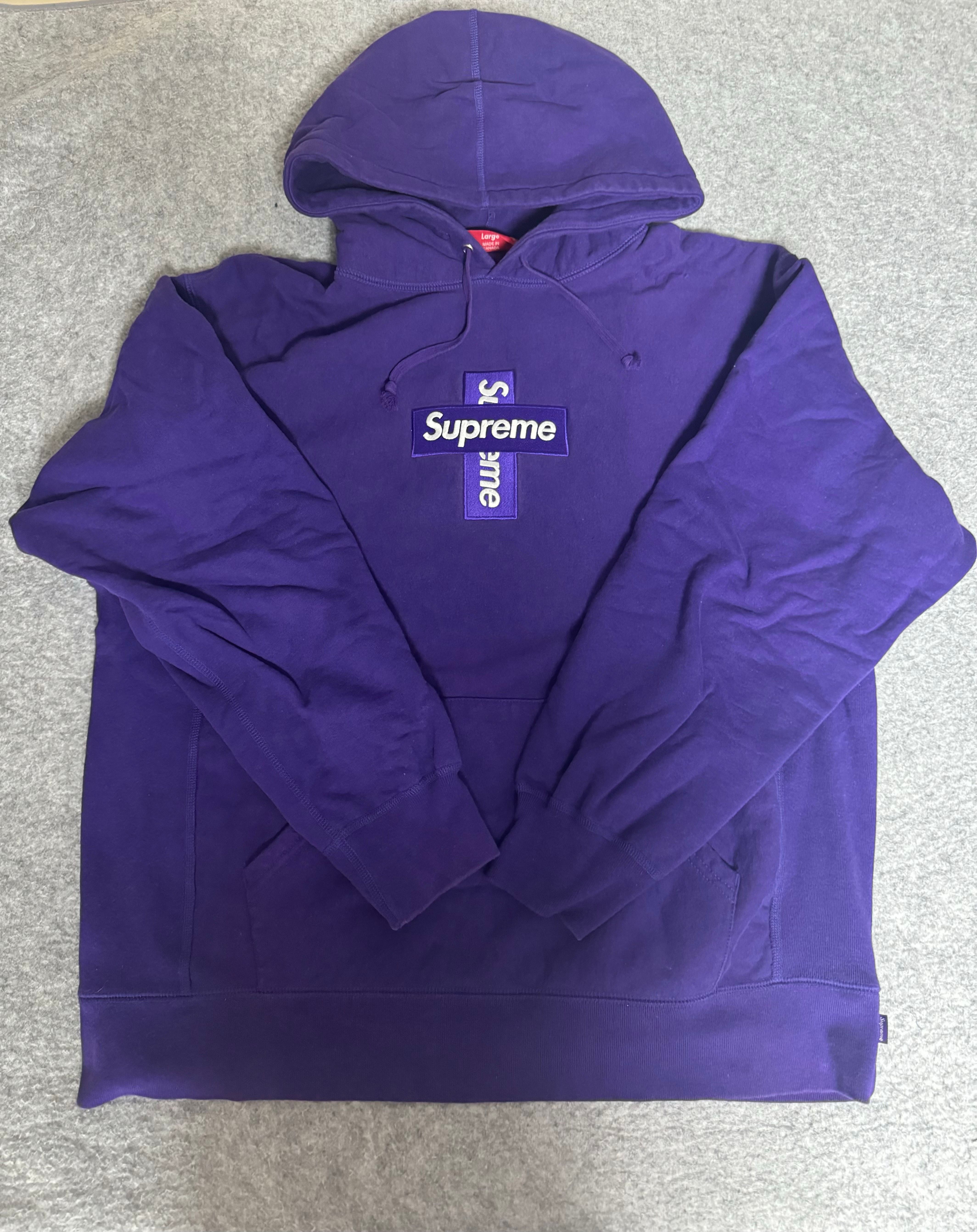 Supreme Cross Box Logo Hooded Sweatshirt "Purple"