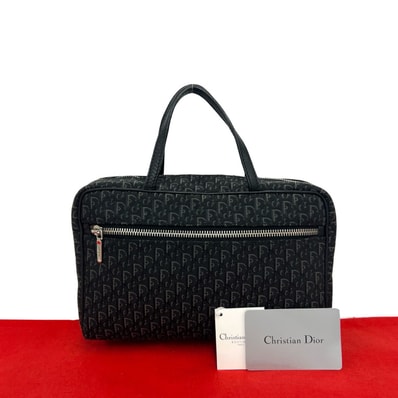 Christian Dior ディオール トロッター キャンバス レザー ハンドバッグ ブラック
94047