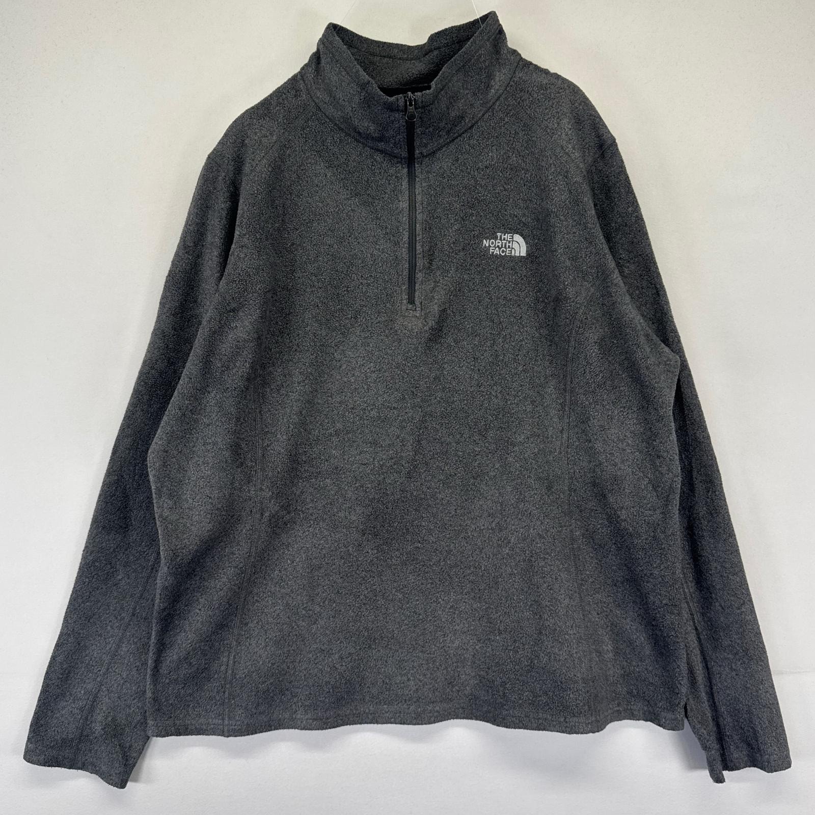 古着 ザ・ノースフェイス THE NORTH FACE フリース ジャケット ハーフジップ プルオーバー ワンポイント 薄手 XL  グレー系 レディース