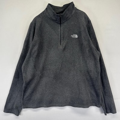 古着 ザ・ノースフェイス THE NORTH FACE フリース ジャケット ハーフジップ プルオーバー ワンポイント 薄手 XL グレー系 レディース