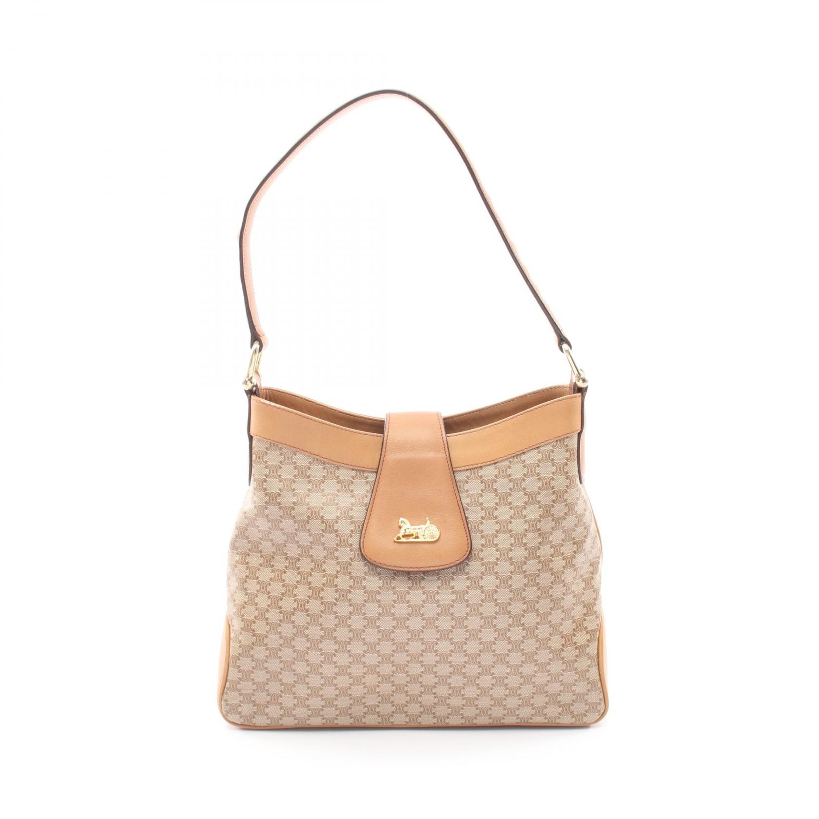 セリーヌ CELINE トリオンフ ショルダーバッグ バッグ PVCコーティングキャンバス レザー レディース ベージュ系 / ブラウン系 【中古】