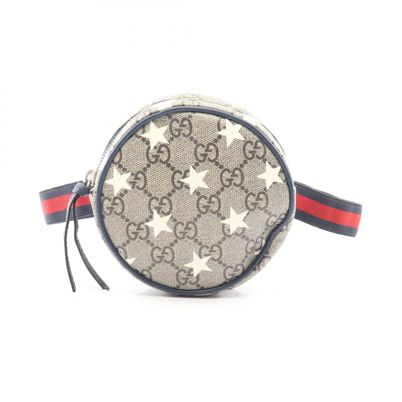 グッチ GUCCI チルドレンズ GGスプリーム スター キッズ ウエストバッグ バッグ PVCコーティングキャンバス レザー レディース ベージュ系 / ネイビー系 502330 【中古】