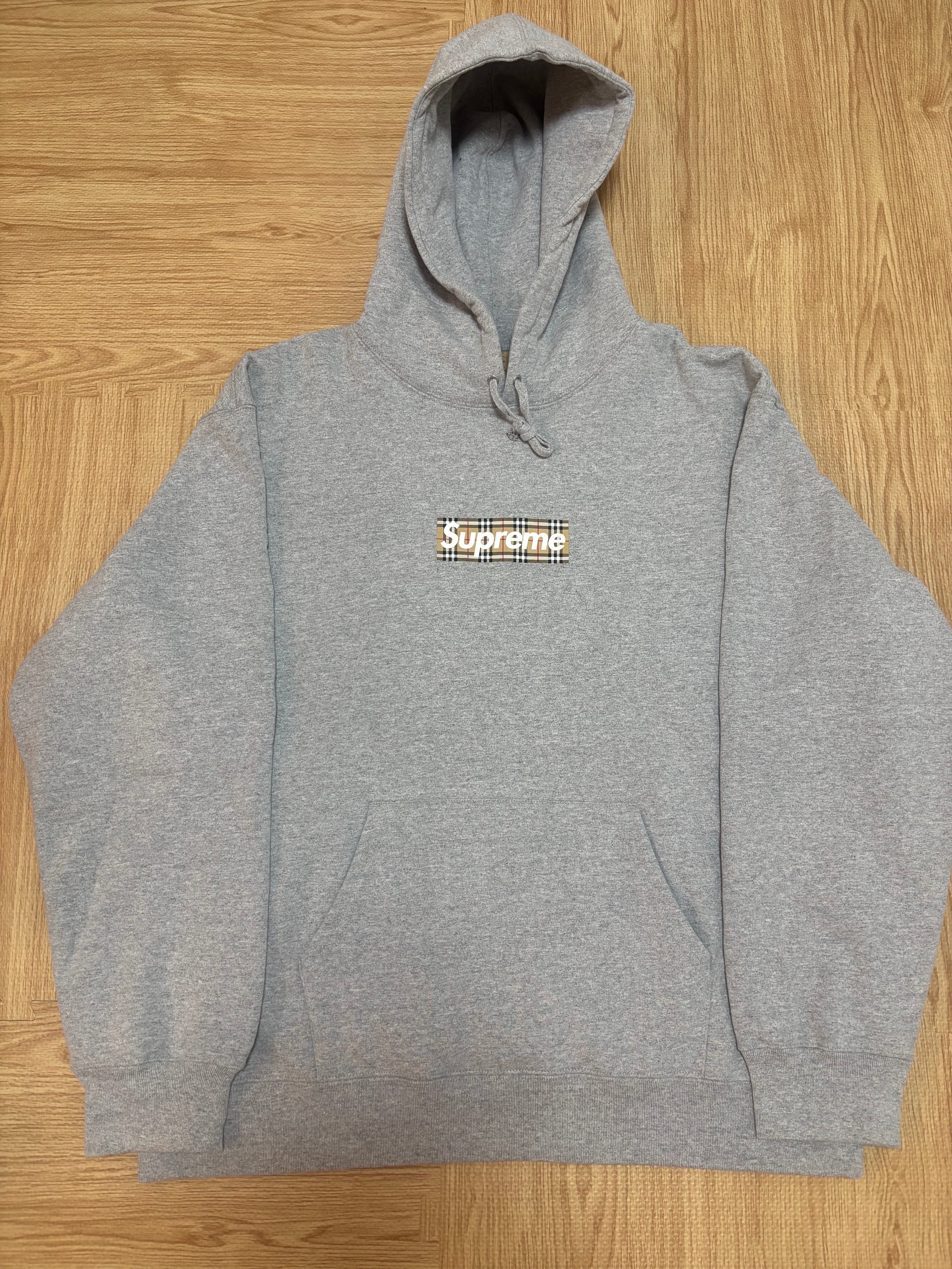 Supreme / Burberry Box Logo Hooded Sweatshirt "Heather Grey"