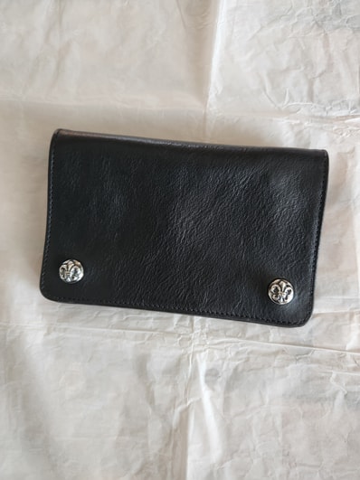 Chrome Hearts 2ZIP Cross Ball Button Leather Wallet "Black"