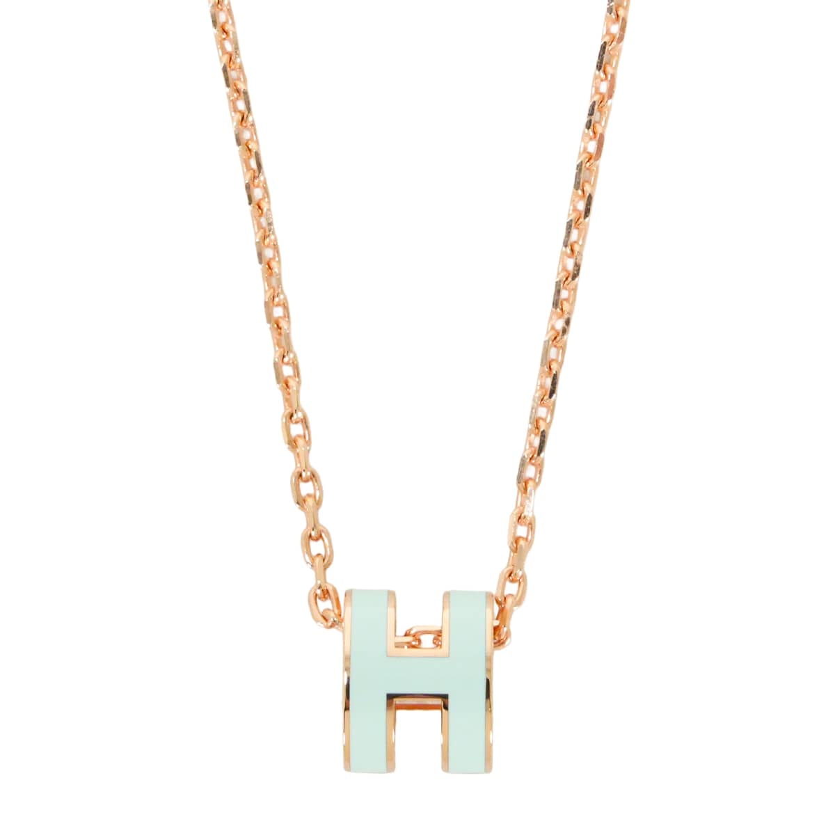 HERMES エルメス ネックレス ミニ ポップアッシュ ペンダント ヴェールペパーミント ローズゴールドプレーテッド/ラッカー 新品