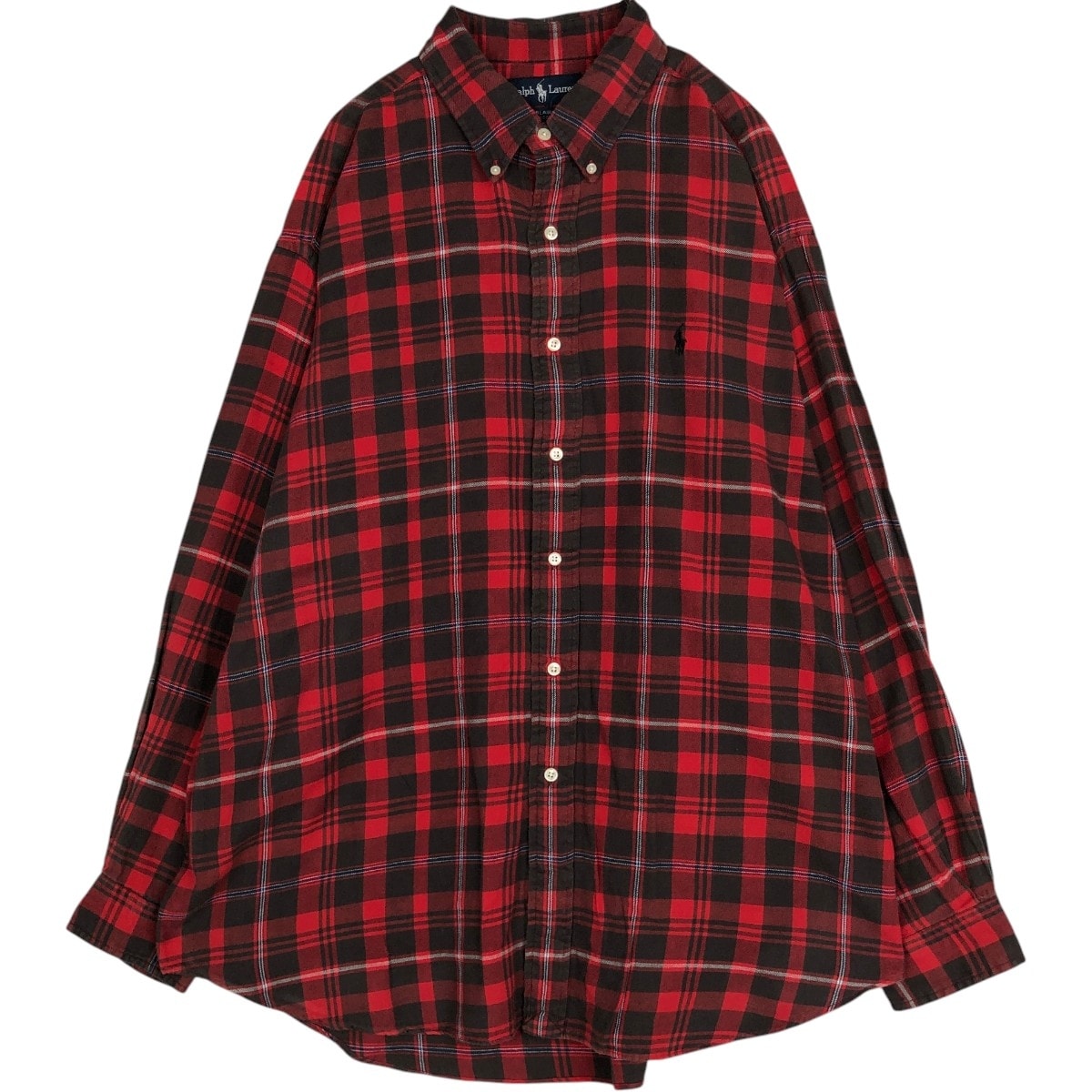 古着 ラルフローレン Ralph Lauren BLAIRE 長袖 ボタンダウン ライトネルチェックシャツ メンズXL相当/eaa677135