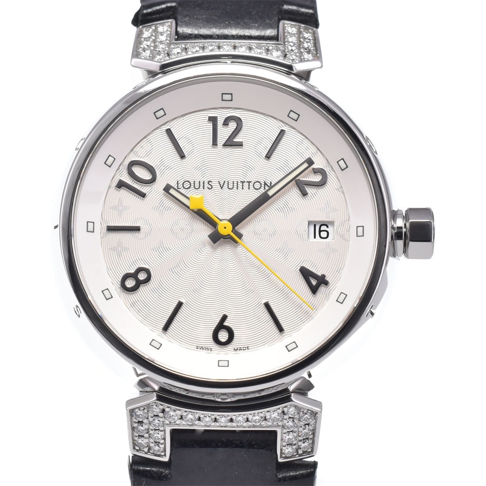 ルイ・ヴィトン LOUIS VUITTON Q1310 タンブール ダイヤモンド シルバー クォーツ レディース 美品 内箱付き 腕時計 M#148493