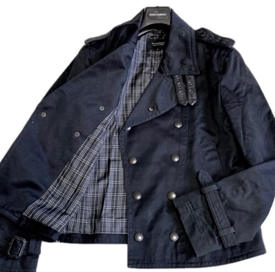 バーバリーブラックレーベル 本革 グレンチェック ライダースジャケット ブルゾン