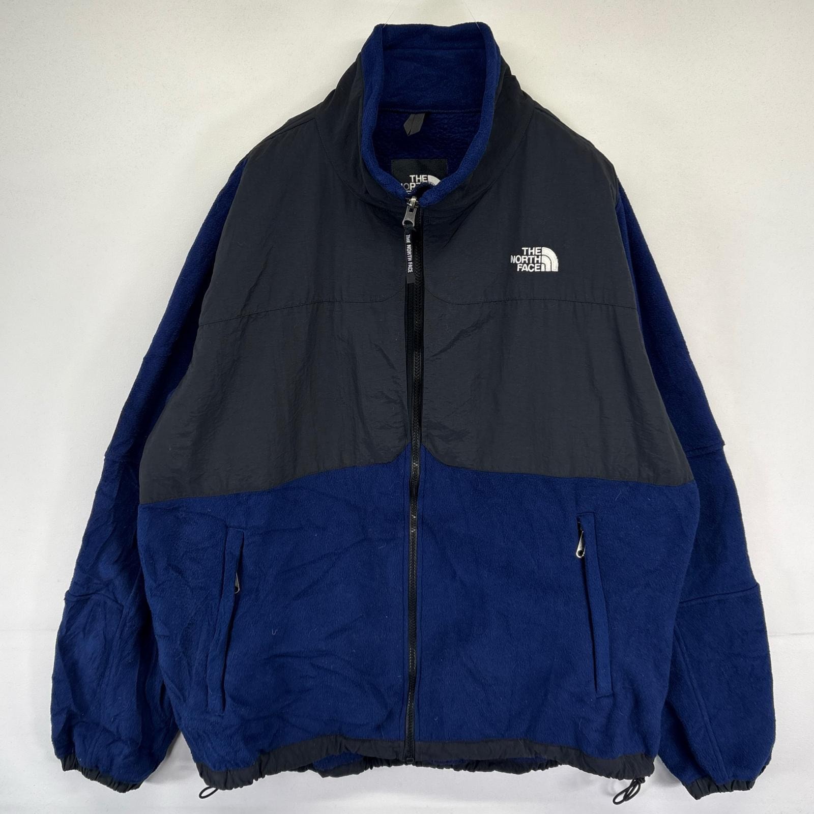 古着 ザ・ノースフェイス THE NORTH FACE フルジップフリースジャケット デナリ ワンポイントロゴ刺繍 大きいサイズ 2XL ブルー系 メンズ