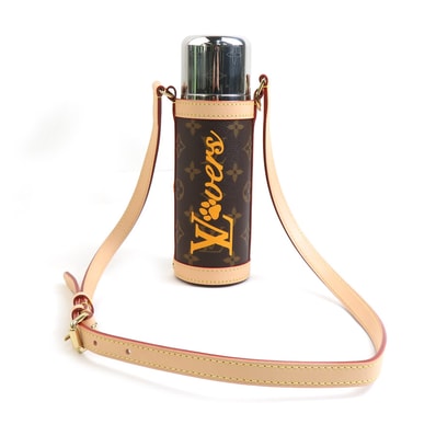 ルイ ヴィトン LOUIS VUITTON 水筒 ボトルホルダー モノグラム フラスク ホルダー ステンレス/モノグラムキャンバス シルバー×ブラウン ユニセックス GI0518【中古】 90210a