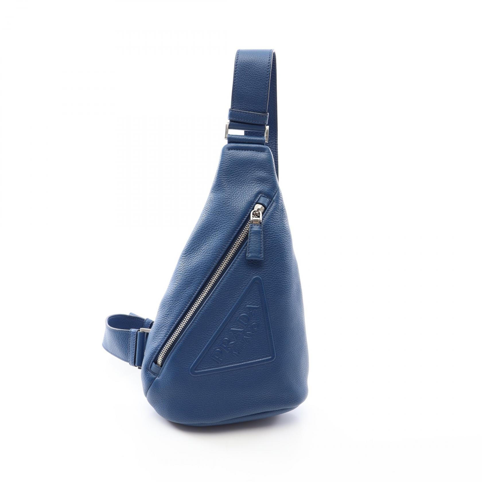 プラダ PRADA VITELLO DAINO ウエストバッグ ボディバッグ バッグ レザー メンズ ブルー系 2VZ098 【中古】