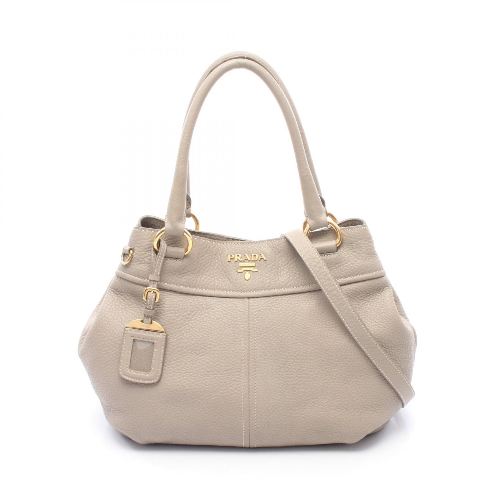 プラダ PRADA VITELLO DAINO 2WAY ハンドバッグ バッグ レザー レディース ベージュ系 BN1777 【中古】