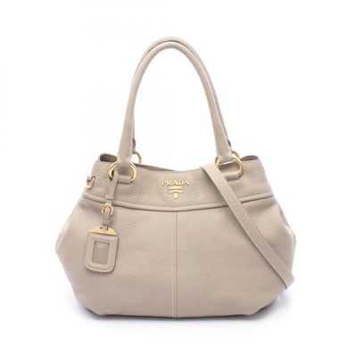 プラダ PRADA VITELLO DAINO 2WAY ハンドバッグ バッグ レザー レディース ベージュ系 BN1777 【中古】