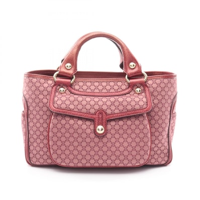 セリーヌ CELINE ブギーバッグ マカダム ハンドバッグ バッグ キャンバス レザー レディース ボルドー系 【中古】