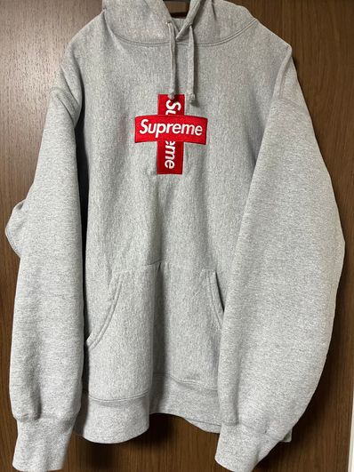 Supreme Cross Box Logo Hooded Sweatshirt "Grey"