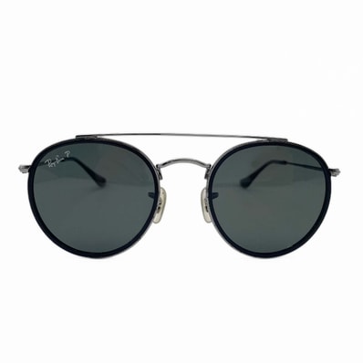 Ray-Ban レイバン ラウンド ダブルブリッジ サングラス アイウェア 偏光レンズ ポラライズド RB3647-N ブラック ユニセックス 【中古】