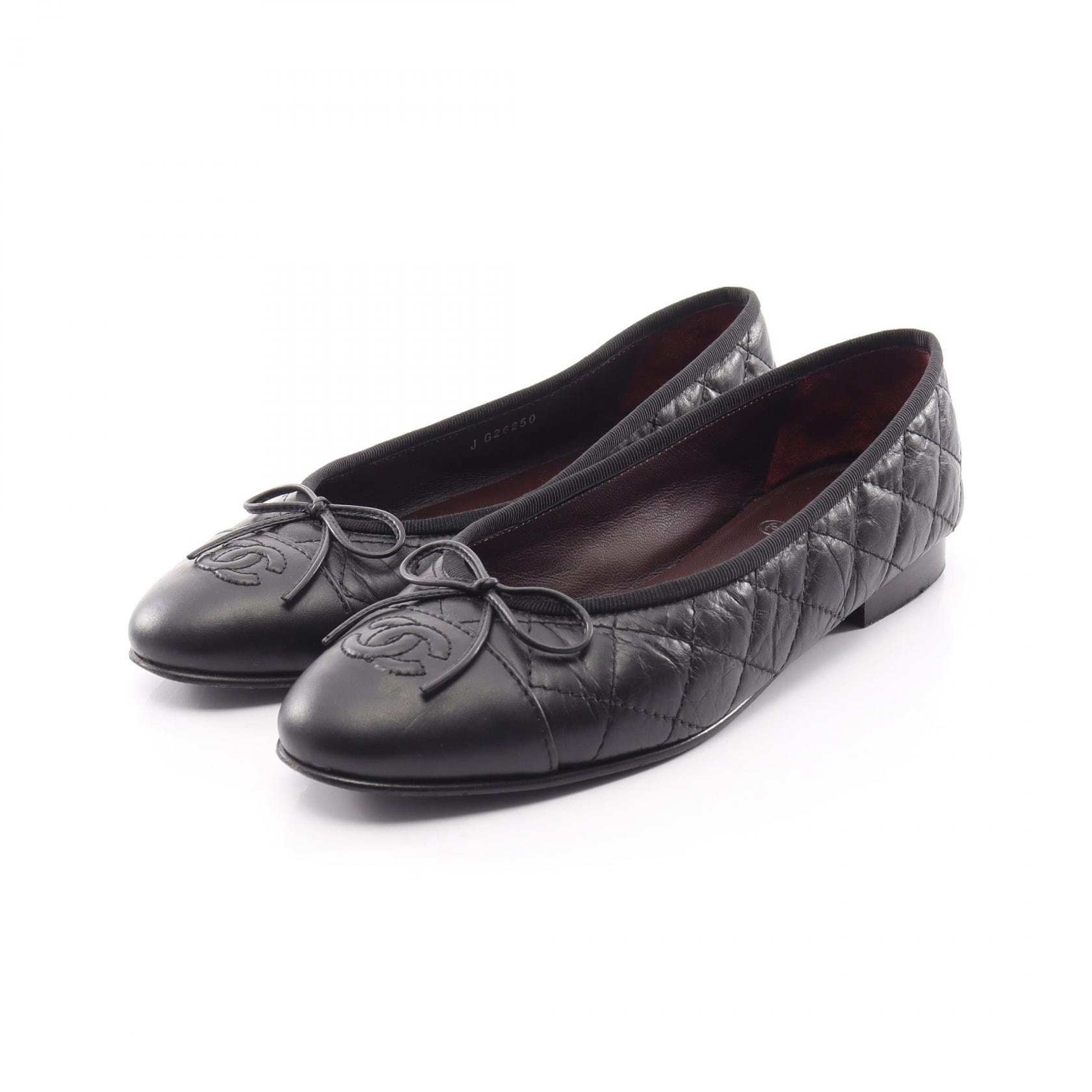 シャネル CHANEL バレリーナ マトラッセ ココマーク パンプス 靴 レザー レディース ブラック系 【中古】