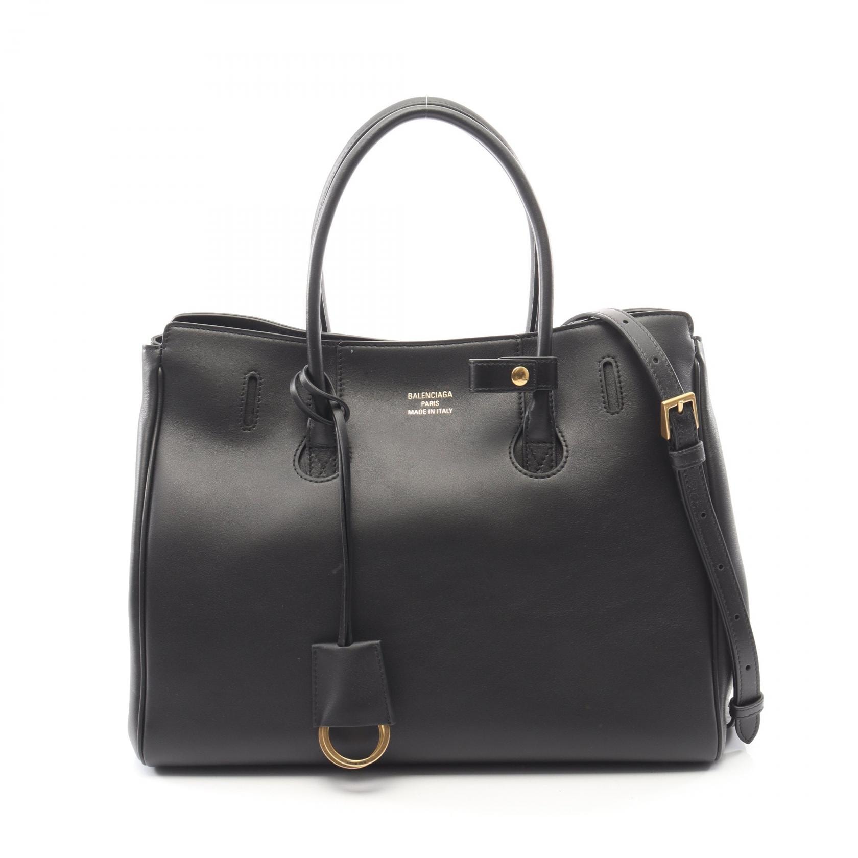 バレンシアガ BALENCIAGA Hampton スモール キャリーオールバッグ ハンドバッグ バッグ レザー レディース ブラック系 8133572ABAV1000 【新品】