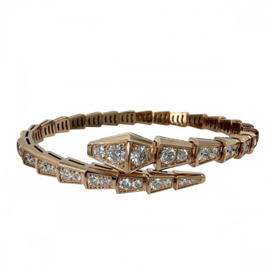 BVLGARI ブルガリ バングル セルペンティ ヴァイパー ブレスレット アクセサリー ジュエリー 18金PG Au750 14サイズ メンズ レディース K18ピンクゴールド ダイヤモンド ユニセックス 約23.0g 美品【中古品】
