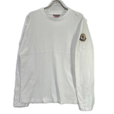 モンクレール ホワイト MAGLIA T-SHIRT M/LUNGA ビックワッペン長袖カットソー M