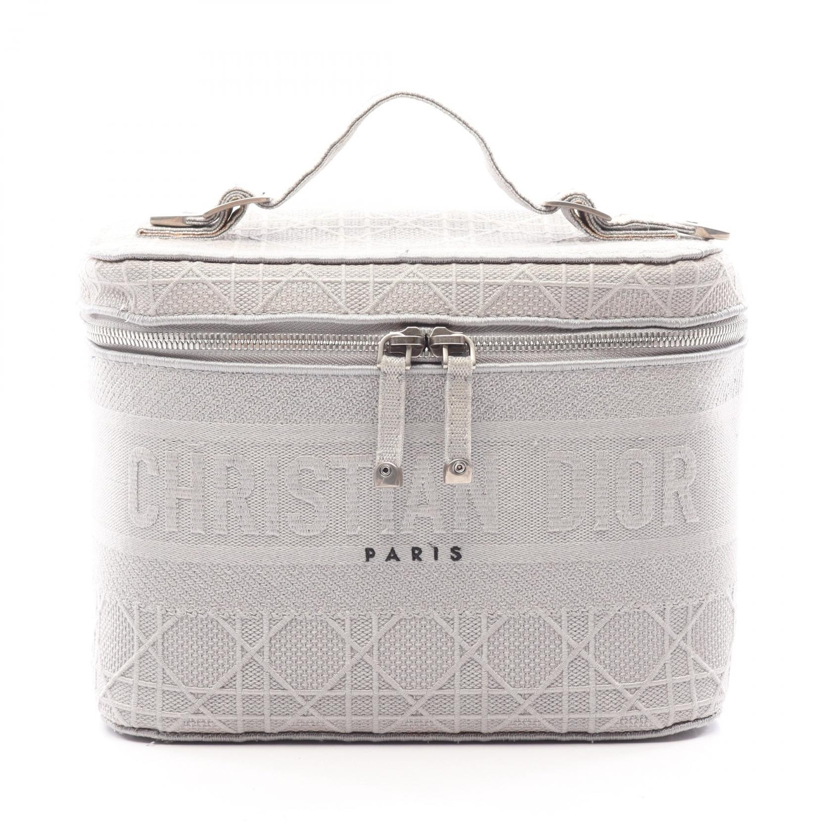 ディオール Dior DIORTRAVE ヴァニティ カナージュ ハンドバッグ バッグ キャンバス レディース グレー系 【中古】
