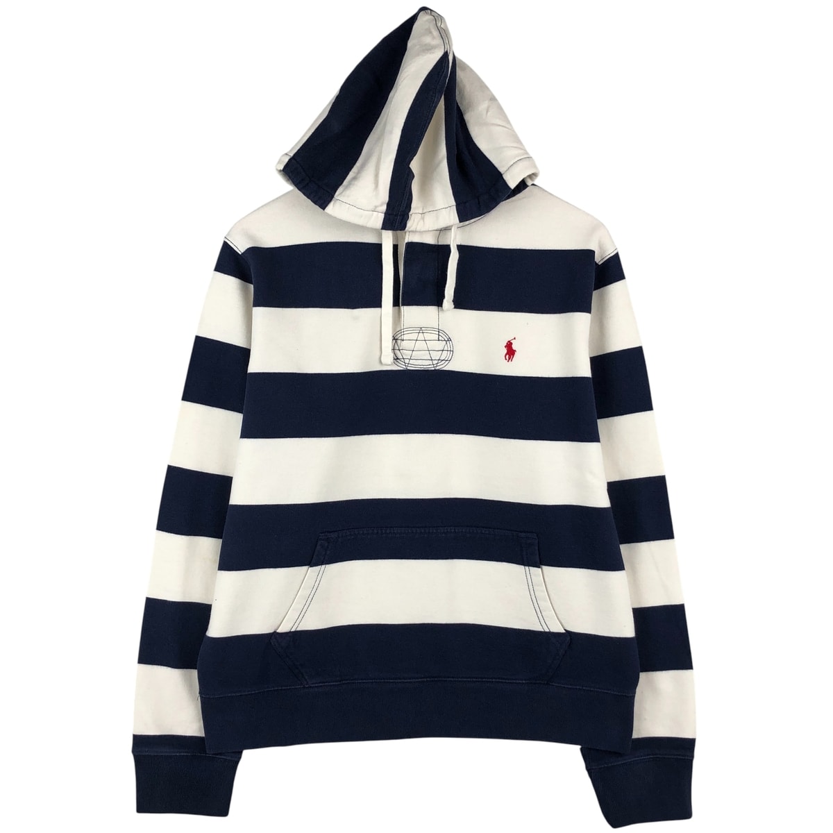 古着 ラルフローレン Ralph Lauren POLO by Ralph Lauren ボーダー柄 スウェットハーフボタンパーカー メンズL相当/eaa611289