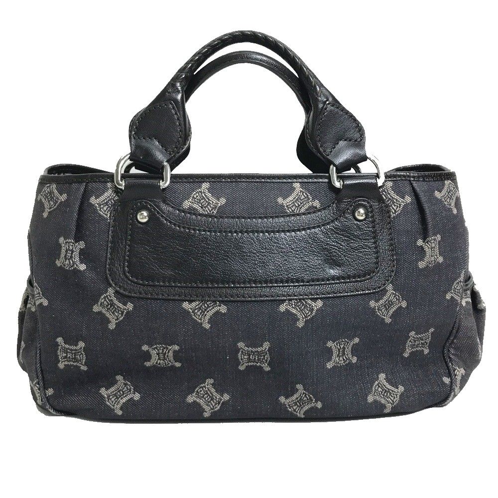 セリーヌ マカダム ブギーバッグ ハンドバッグ キャンバス/レザー ネイビー系