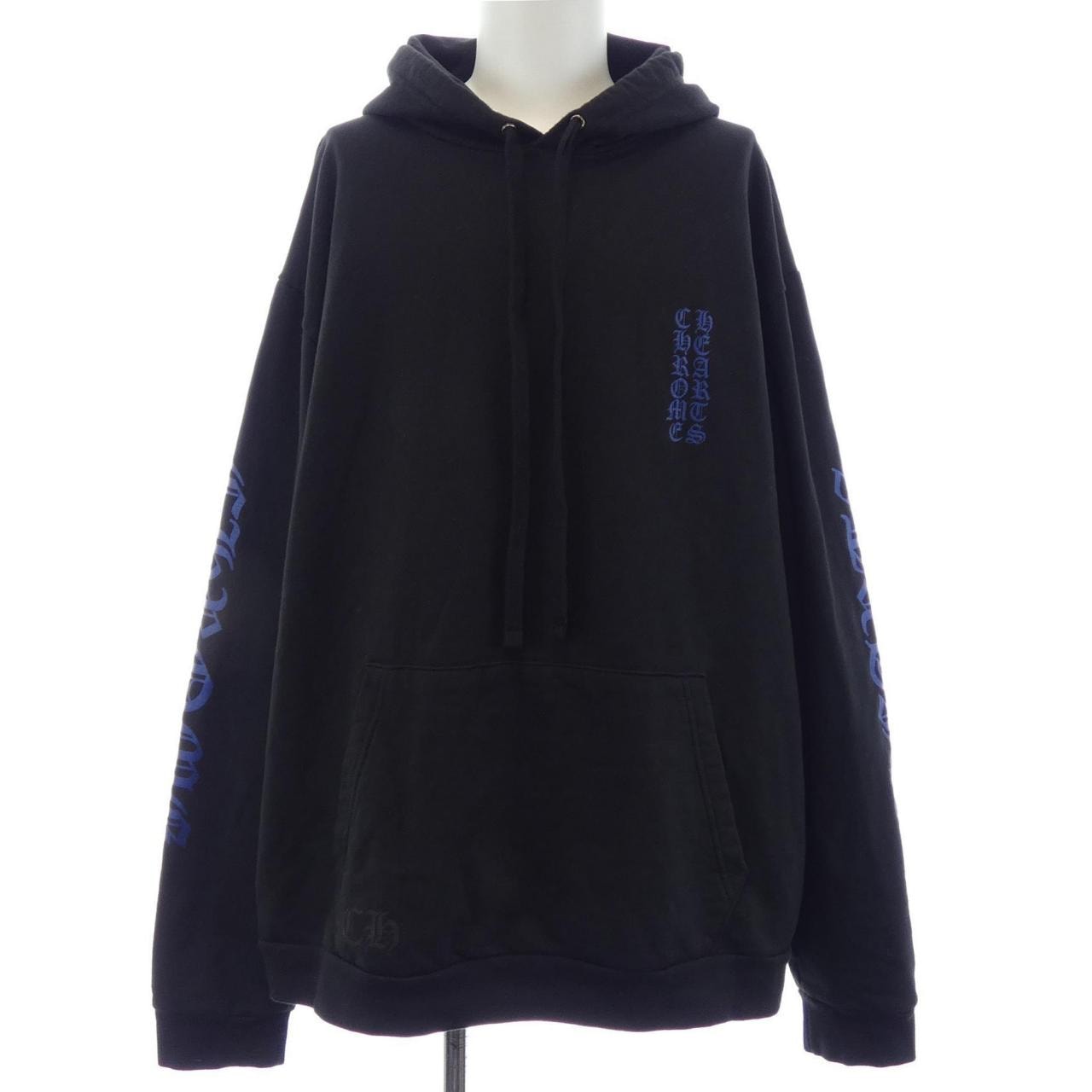 Chrome Hearts Vertical Logo Pullover Hoodie "Black/Blue"