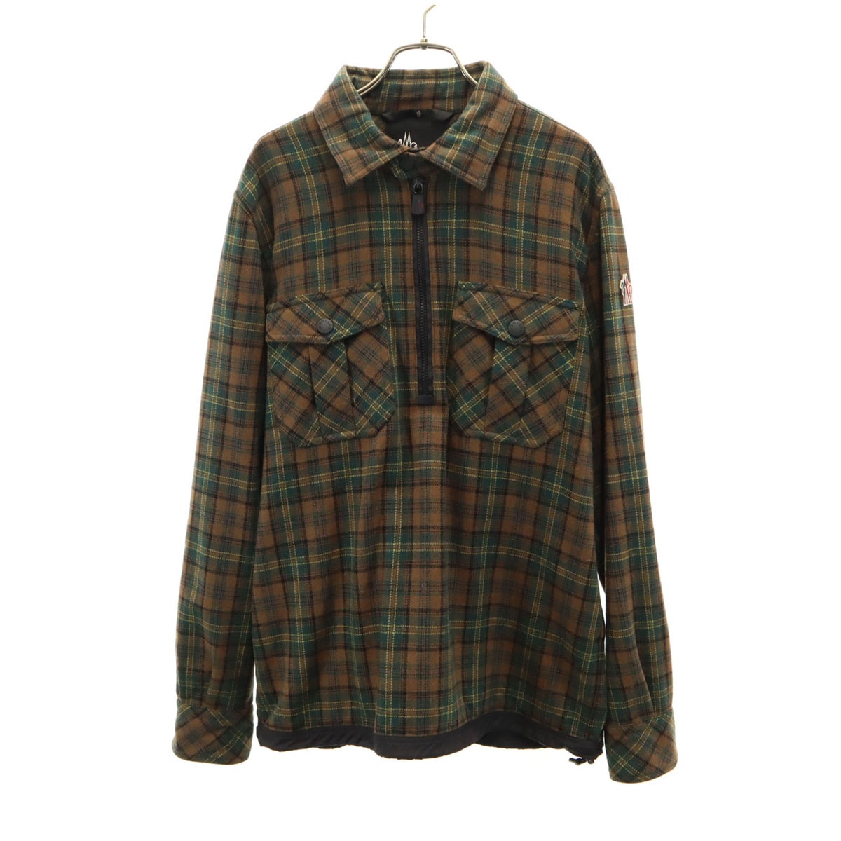 MONCLER モンクレール 長袖 ハーフジップ ネルシャツ L ブラウン系 プルオーバー