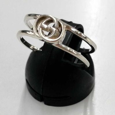 GUCCI Thin Interlocking G Open Hand Ring "Silver"