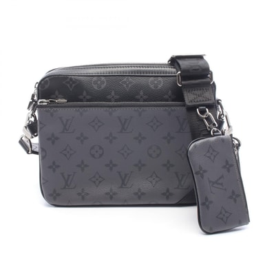 ルイ・ヴィトン LOUIS VUITTON トリオ メッセンジャー ショルダーバッグ バッグ PVCコーティングキャンバス レザー モノグラム・エクリプス グレー メンズ ブラック系 / グレー系 M69443 【中古】