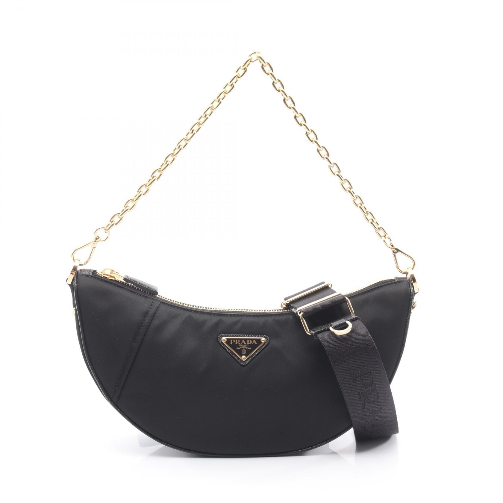 プラダ PRADA TESSUTO+SAFFIAN ショルダーバッグ バッグ ナイロン サフィアーノレザー レディース ブラック系 1BH222R064F0002 【新品】