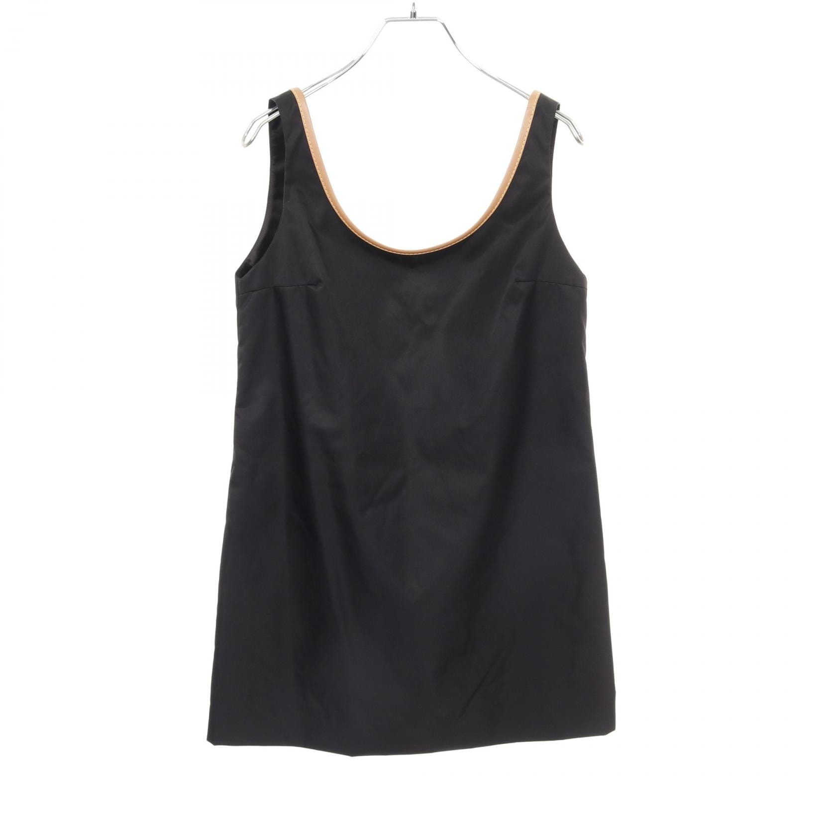 プラダ PRADA RE-NYLON ミニドレス ワンピース 衣料品 トップス ナイロン レザー レディース ブラック系 / ベージュ系 【中古】