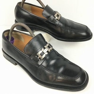 試着交換OK!フェラガモ イタリア製 size9.5EE オールレザー ビットモカシン スリッポンシューズ ローファー〈黒/BLACK/ブラック〉メンズ〕/men's 菅NO.WZD-184