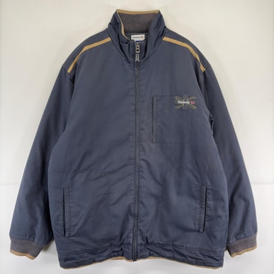 古着 リーボック Reebok ジャケット ワンポイントロゴ ブルゾン 中綿 コットン 大きいサイズ 2XL グレー メンズ