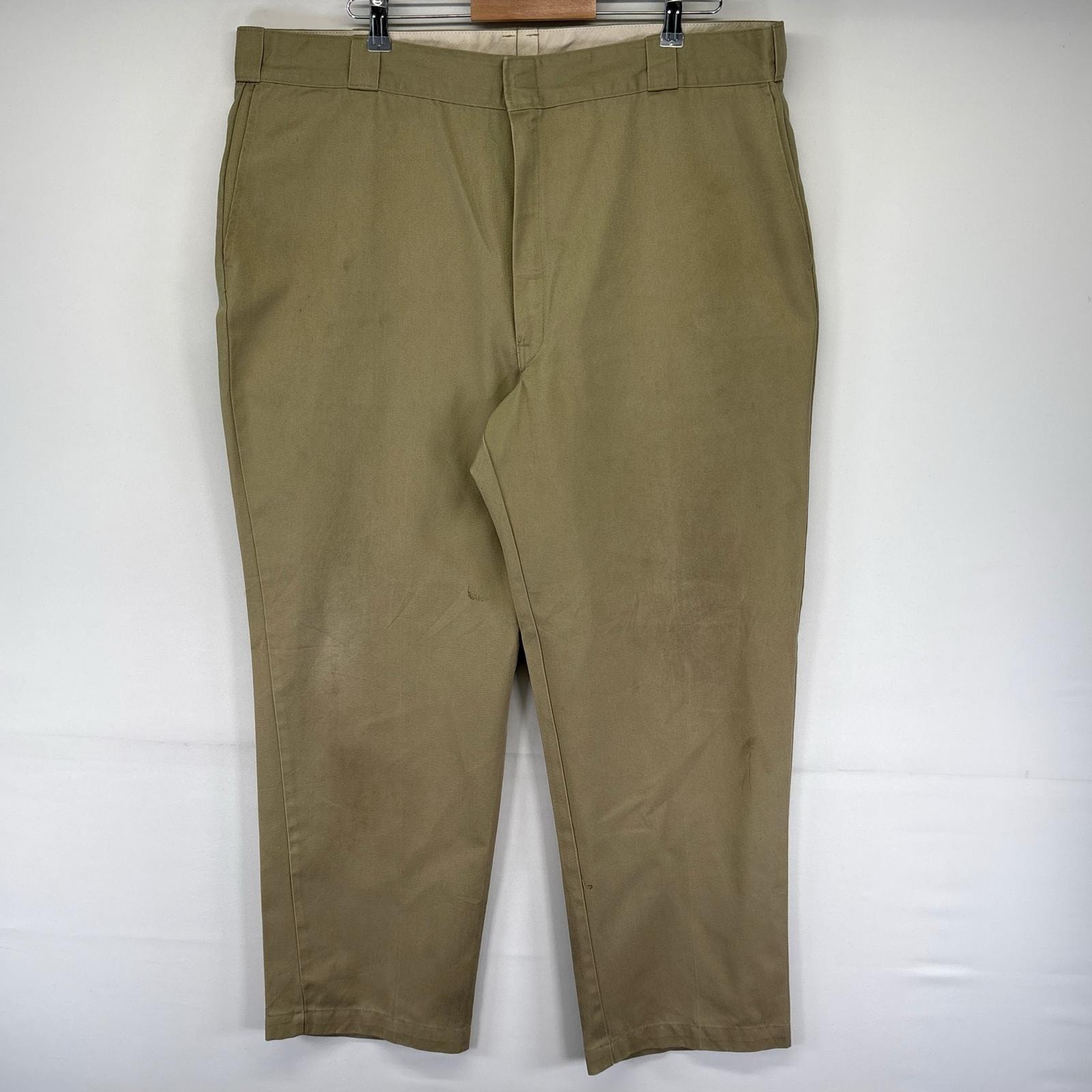 古着 ディッキーズ Dickies USA製 パンツ チノパン ワンポイントロゴ センタープレス 大きいサイズ W44 L30  ベージュ系 メンズ