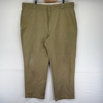 古着 ディッキーズ Dickies USA製 パンツ チノパン ワンポイントロゴ センタープレス 大きいサイズ W44 L30 ベージュ系 メンズ